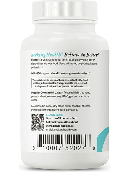 Seeking Health, DIM + I3C with Glutathione, 60 capsules