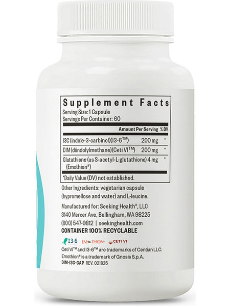 Seeking Health, DIM + I3C with Glutathione, 60 capsules