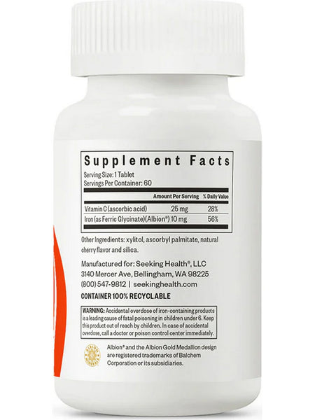 Seeking Health, Iron Chewable 10 mg, 60 chewable tablets