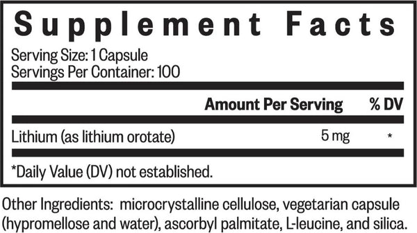 Seeking Health, Lithium Orotate 5 mg, 100 vegetarian capsules