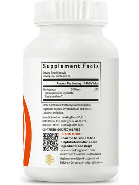 Seeking Health, Molybdenum 500 mcg, 90 vegetarian capsules