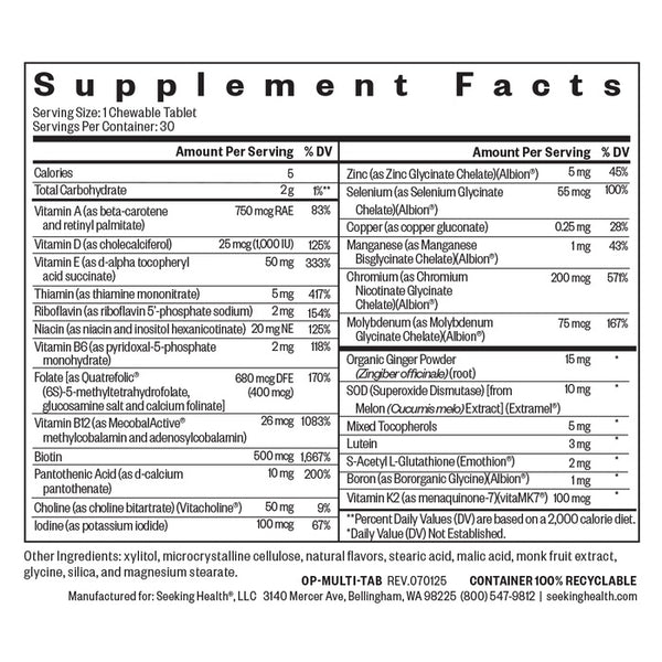 Seeking Health, Multivitamin One Chewable, 30 Tablets