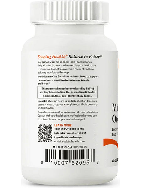 Seeking Health, Multivitamin One Sensitive, 45 Capsules