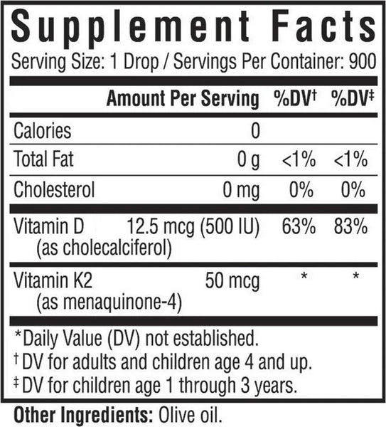 Seeking Health, Vitamin D3 + K2 Drops, 1 fl oz