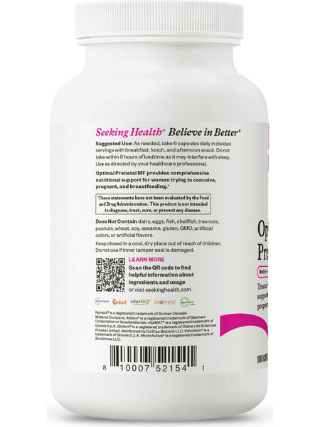 Seeking Health, Optimal Prenatal MF, 180 Capsules