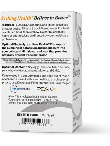 Seeking Health, Optimal Electrolyte Sticks, Seltzer, 30 Sticks