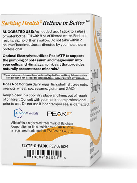 Seeking Health, Optimal Electrolyte Sticks, Orange, 30 Sticks