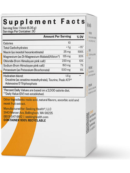 Seeking Health, Optimal Electrolyte Sticks, Orange, 30 Sticks