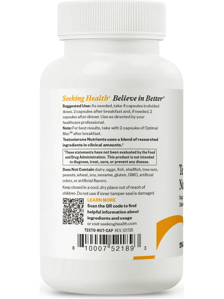 Seeking Health, Testosterone Nutrients, 120 Capsules