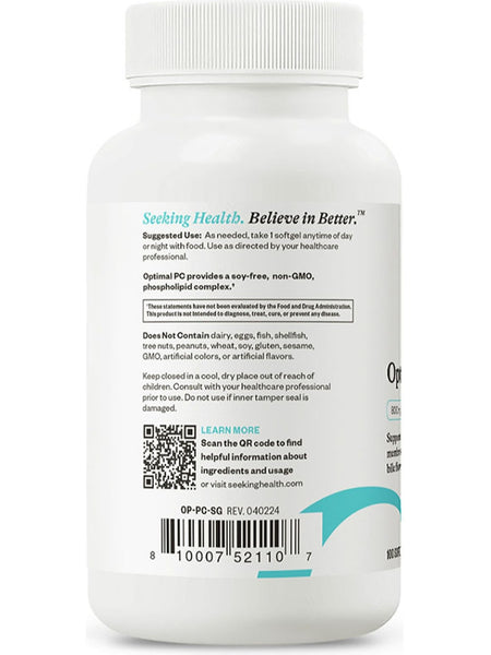 Seeking Health, Optimal PC, Phospholipid Complex 800mg, 100 Softgels