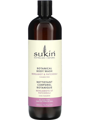 Sukin, Botanical Body Wash Bergamot and Patchouli, 16.9 fl oz
