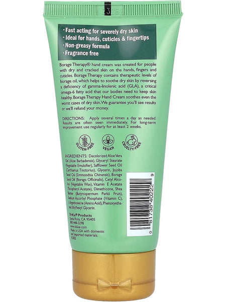 ShiKai, Borage Therapy Hand Cream, Fragrance-Free, 2.5 fl oz