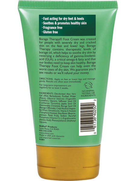 ShiKai, Borage Therapy Foot Cream, Fragrance-Free, 4.2 fl oz