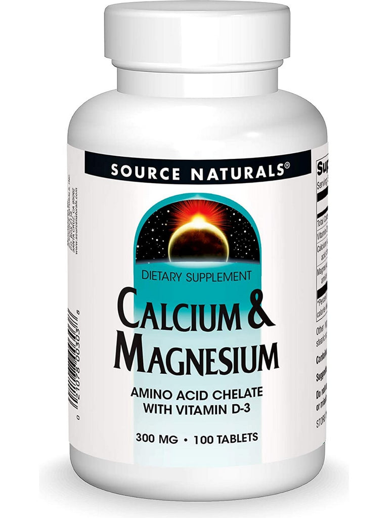 Source Naturals, Calcium & Magnesium, Amino Acid Chelate with Vitamin D-3 300 mg, 100 tablets
