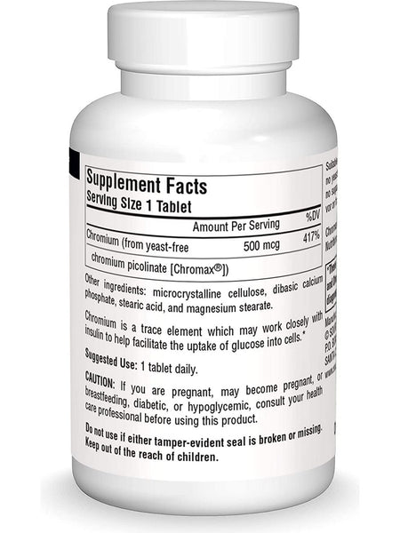 Source Naturals, Ultra Chromium Picolinate 500™ Yeast-Free Chromium 500 mcg, 60 tablets