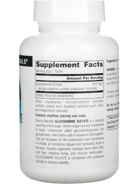 Source Naturals, Glucosamine Sulfate Sodium-Free 500 mg, 60 tablets