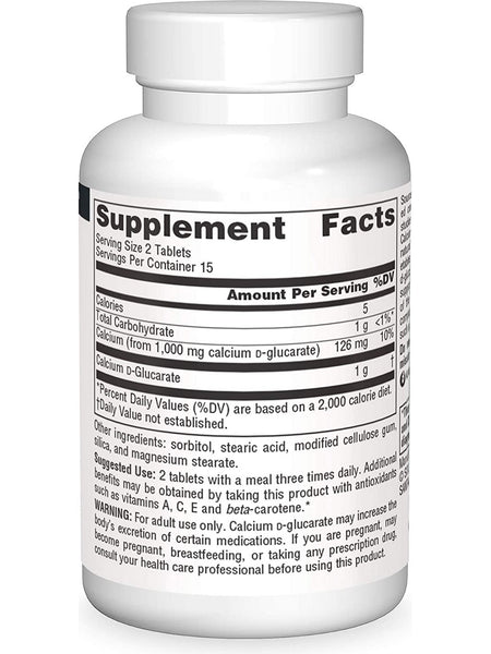 Source Naturals, Calcium D-Glucarate 500 mg, 30 tablets