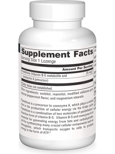 Source Naturals, Pantethine Vitamin B 5 Coenzyme Precursor, 25mg, 60 lozenges