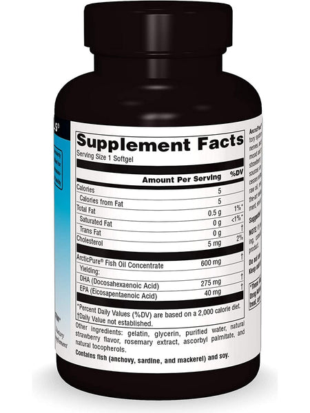 Source Naturals, Arctic Pure® DHA Omega-3 275 mg, Strawberry, 120 softgels