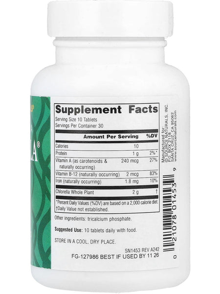 Source Naturals, Yaeyama Chlorella, 200 mg, 300 Tablets