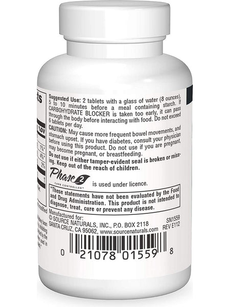 Source Naturals, Phase 2® Carbohydrate Blocker 500 mg, 30 tablets