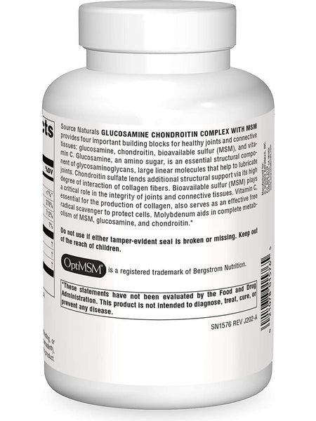 Source Naturals, Glucosamine Chondroitin Complex with MSM, 240 tablets