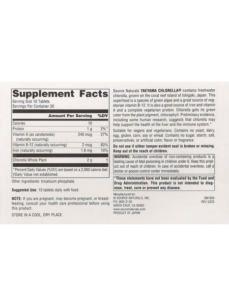 Source Naturals, Yaeyama Chlorella, Resealable Pouch, 200 mg, 300 Tablets
