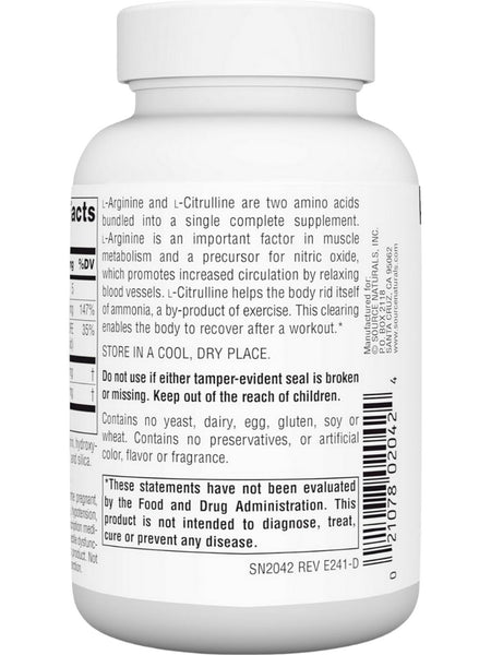 Source Naturals, L Arginine L Citrulline Complex, 60 ct