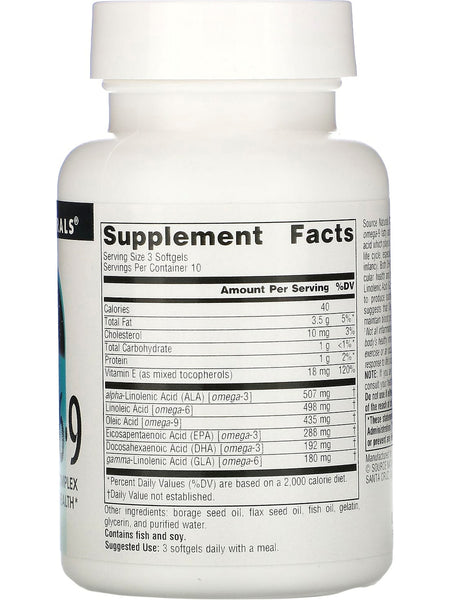 Source Naturals, Omega 3-6-9, 30 softgels