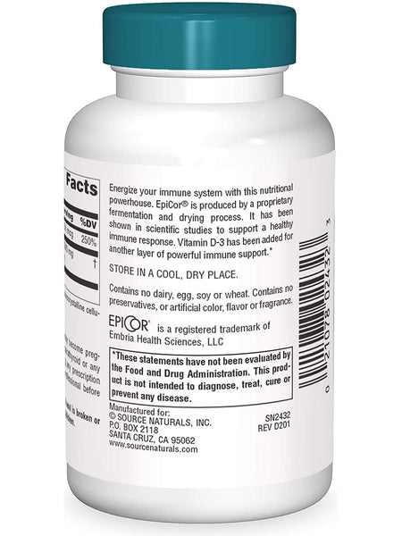 Source Naturals, Wellness EpiCor® with Vitamin D-3 500 mg, 30 capsules