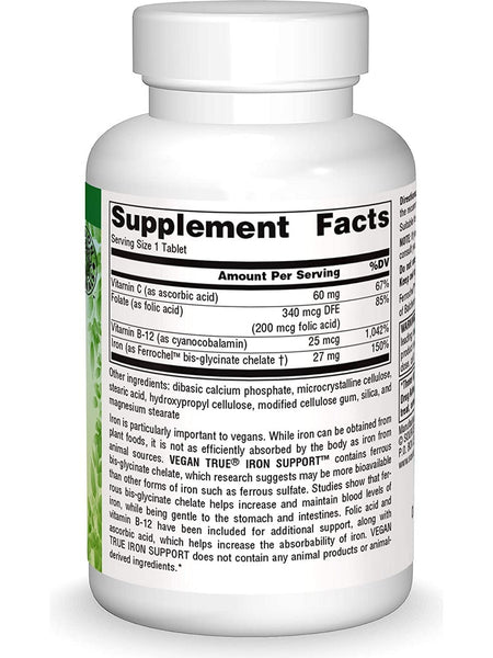 Source Naturals, Vegan True® Iron Support™, 180 tablets