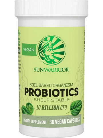 Sunwarrior, Soil-Based Organism Probiotics Shelf Stable, 10 Billion CFU, 30 Vegan Capsules