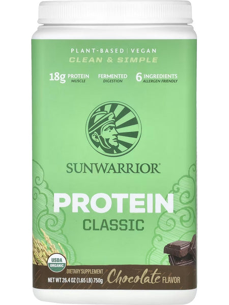 Sunwarrior, Protein Classic, Chocolate, 1.5 lb (750 g)