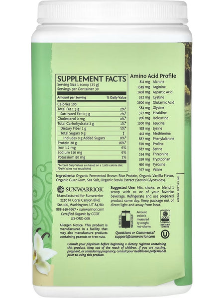 Sunwarrior, Protein Classic, Vanilla, 1.5 lb (750 g)