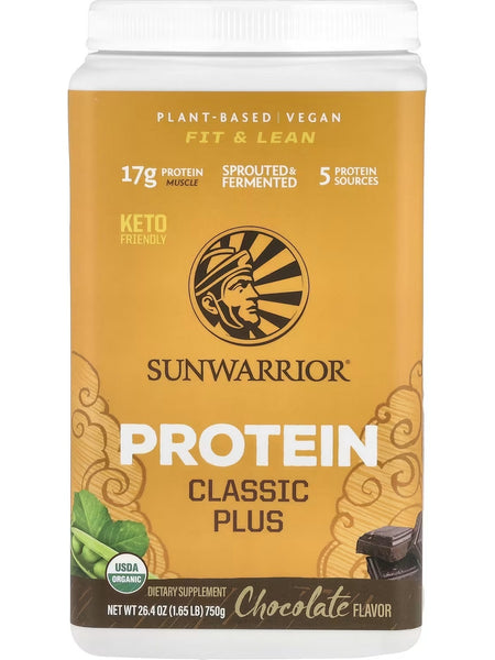 Sunwarrior, Protein Classic Plus, Chocolate, 1.5 lb (750 g)