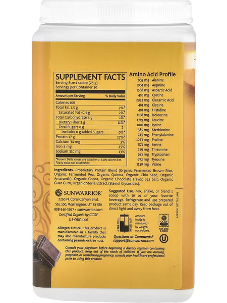 Sunwarrior, Protein Classic Plus, Chocolate, 1.5 lb (750 g)