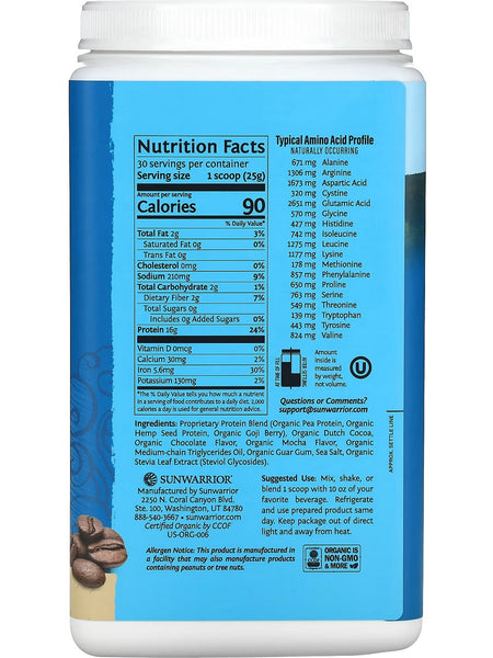 Sunwarrior, Protein Warrior Blend, Mocha, 1.5 lb (750 g)