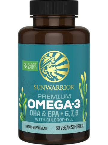 Sunwarrior, Premium Omega-3 DHA and EPA + 6, 7, 9 with Chlorophyll, 60 Vegan Softgels