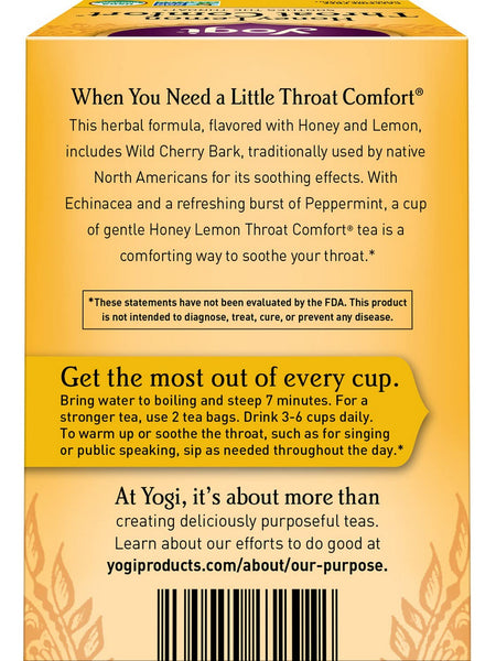 Yogi, Honey Lemon Throat Comfort, 16 Tea Bags