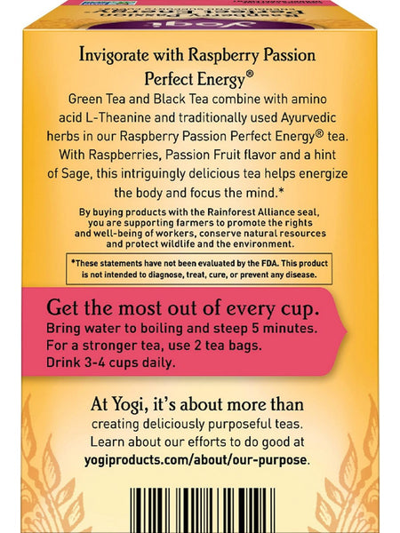 Yogi, Raspberry Passion Perfect Energy, 16 Tea Bags