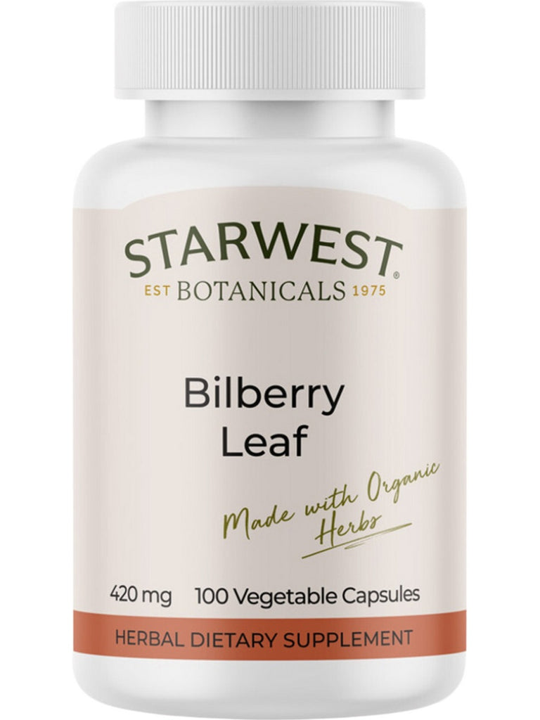Starwest Botanicals, Bilberry Leaf, 100 Capsules