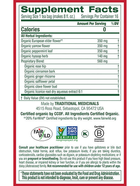 Traditional Medicinals, Herbal Cold Care Tea, 16 bags