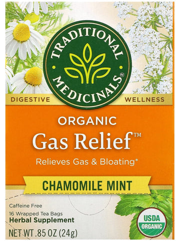 Traditional Medicinals, Organic Gas Relief, Chamomile Mint, 16 Wrapped Tea Bags