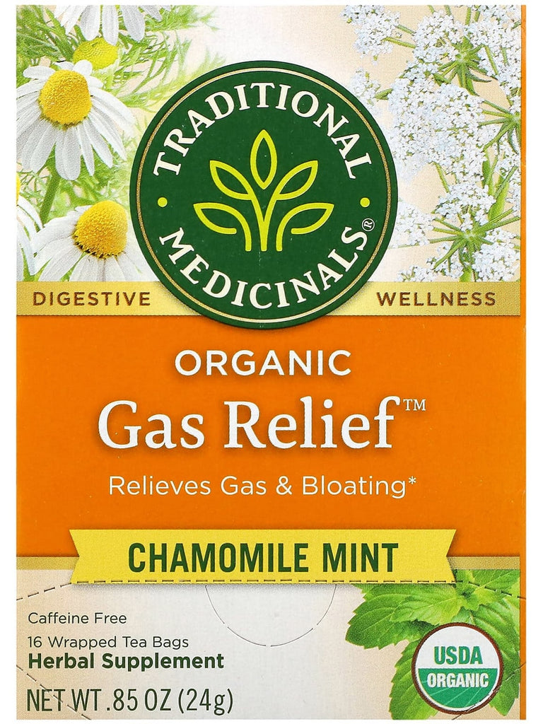 Traditional Medicinals, Organic Gas Relief, Chamomile Mint, 16 Wrapped Tea Bags