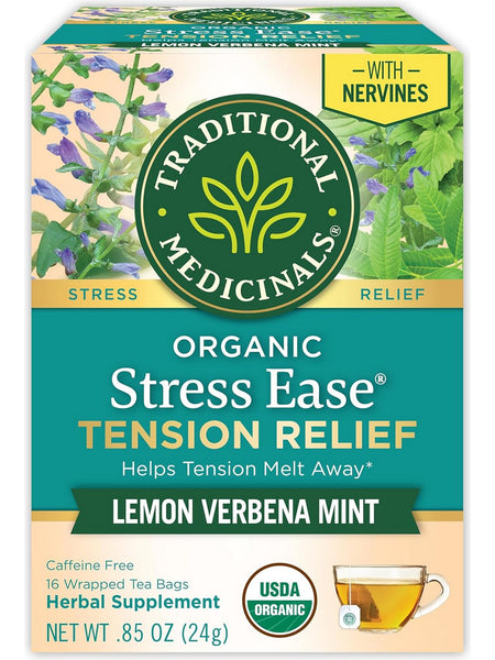 Traditional Medicinals, Organic Stress Ease Tension Relief Lemon Verbena Mint, 16 bags
