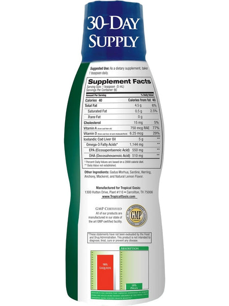 Tropical Oasis, Icelandic Cod Liver Oil 1,144 Mg Omega-3, 16 fl oz