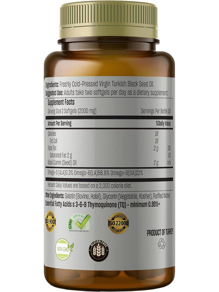 Talya, Black Seed, Black Cumin Seed Oil, Nigella Sativa, 1000 mg, 60 Softgels