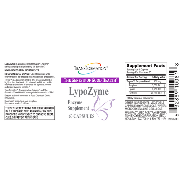 Transformation Enzymes, LypoZyme, 60 Capsules