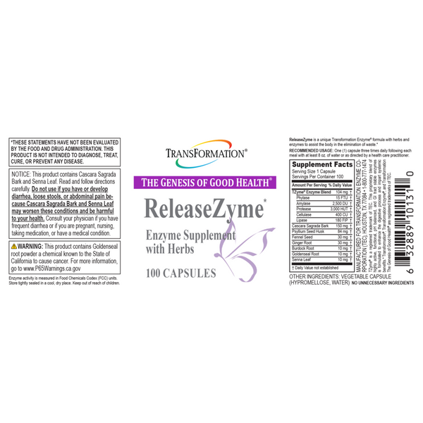 Transformation Enzymes, ReleaseZyme, 100 Capsules