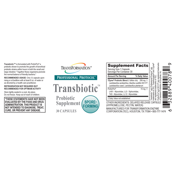 Transformation Enzymes, Transbiotic, 30 Capsules